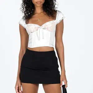 Virtila Women's Skirs Sexy Mid Waisted Stretchy Solid Bodycon Summer Black Mini Skirt