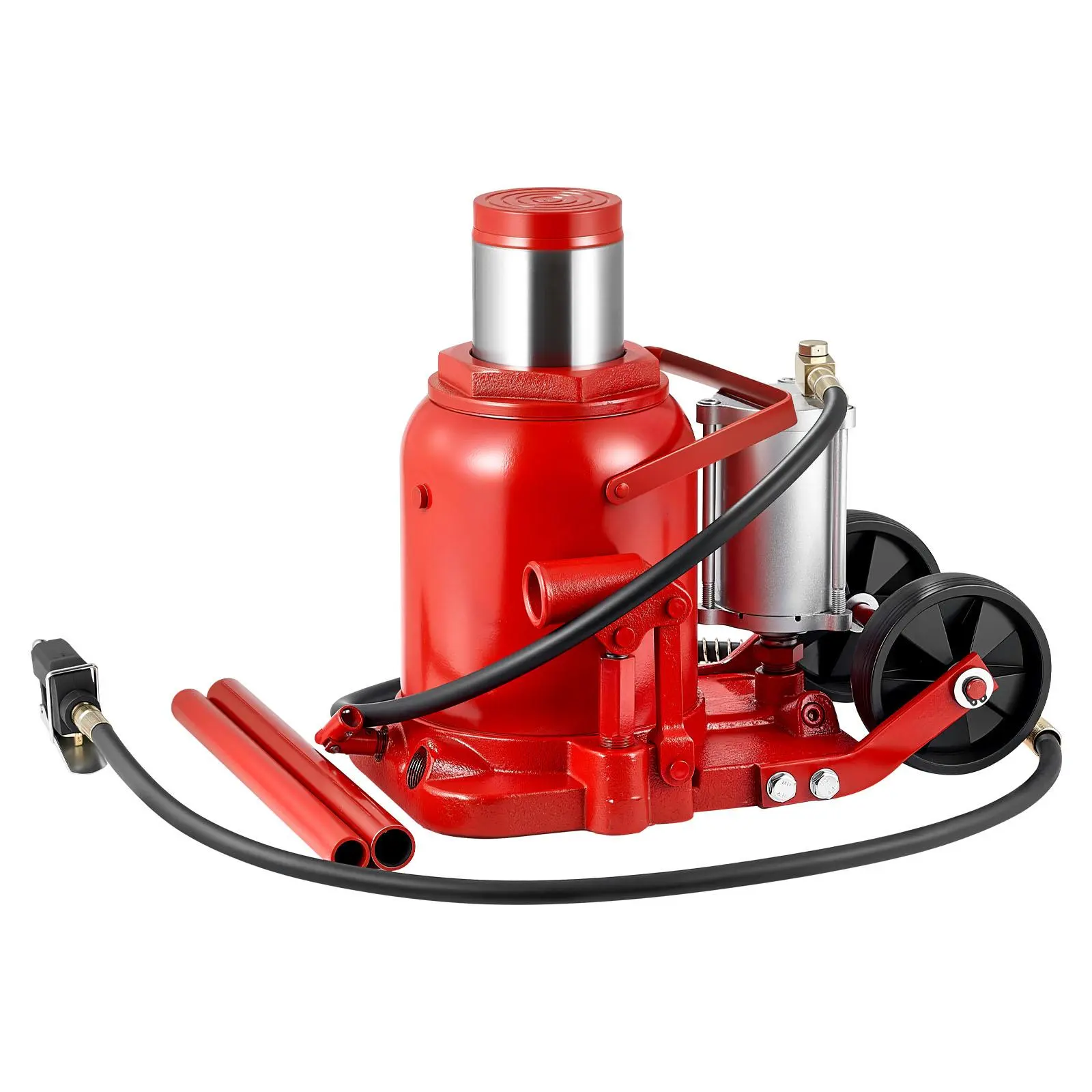【summerfinds】VEVOR Air Hydraulic Bottle Jack,50 Ton (110231.5 lbs) Capacity10.4-16.1 Inch Lifting RangePneumatic/Manual Heavy Duty Welded Bottle Jack with Pump for CarSUVPickupTruckRV Auto RepairRed
