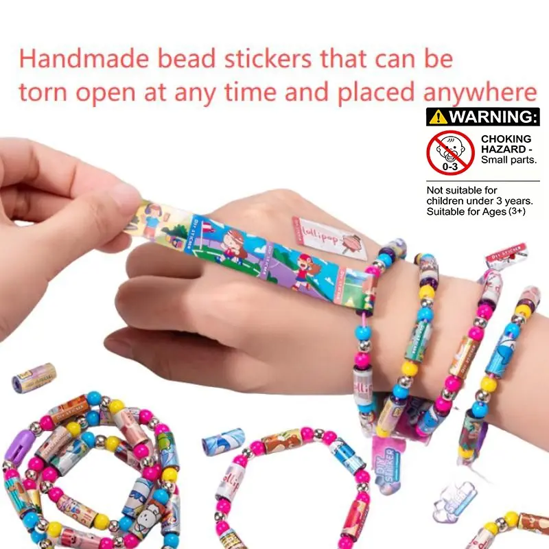 DIY Bead Sticker Set, Creative Handmade Tear-Off Mini Stickers, Adjustable Necklace Bracelet, Blind Box Craft Kit, DIY Beading Accessories, Bead Art Kit, Adjustable Beaded Design, Beads for Bracelets, Bead Kits
