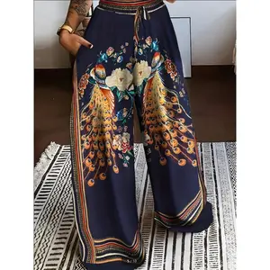 2023 Fashion Peacock Printed Pants - Single sided brushed, fashionable casual wear