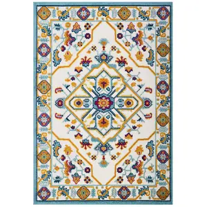 Reflect Freesia Distressed Floral Vintage Medallion 5x8 Indoor and Outdoor Area Rug in Multicolored