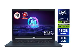 MSI Stealth 14 AI 14" FHD+ 165Hz NVIDIA GeForce RTX 4050  Intel® Core™ Ultra7-155H 16GBDR5 1TB NVMe SSD Win 11PRO Ultra Thin and Light Gaming Laptop(A1VEG-090US)