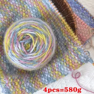 Color-Dyed Gradient Squirrel Yarn, Hand Knitting Bulky Needles, DIY Crochet Materials, Warm Scarf Hat Sweater Shawl Thread Ball, 1 Bag = 4 Balls = 580g