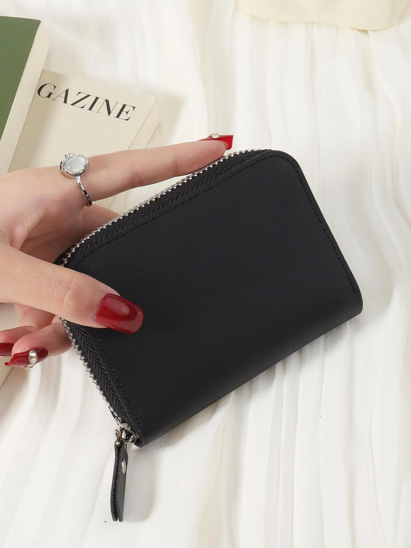 Women's  Solid Color Zipper Coin Purse, Simple Casual Multi-card Credit Card Holder for Women & Girls, Stylish Wallet for Outdoors, Travel & Back to School, Fashionable Card Holder, Cardholder Travel Accessory