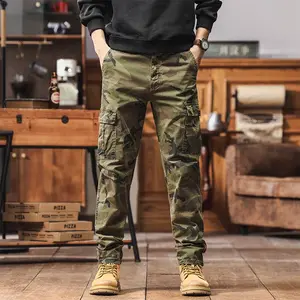 Men's camouflage cargo pants, work pants | Personalized pocket design, straight leg fit, classic street style Menswear Trouser Outdoor Lightweight tactical comfortable casual long trouser simple cotton versatile utility work trouser