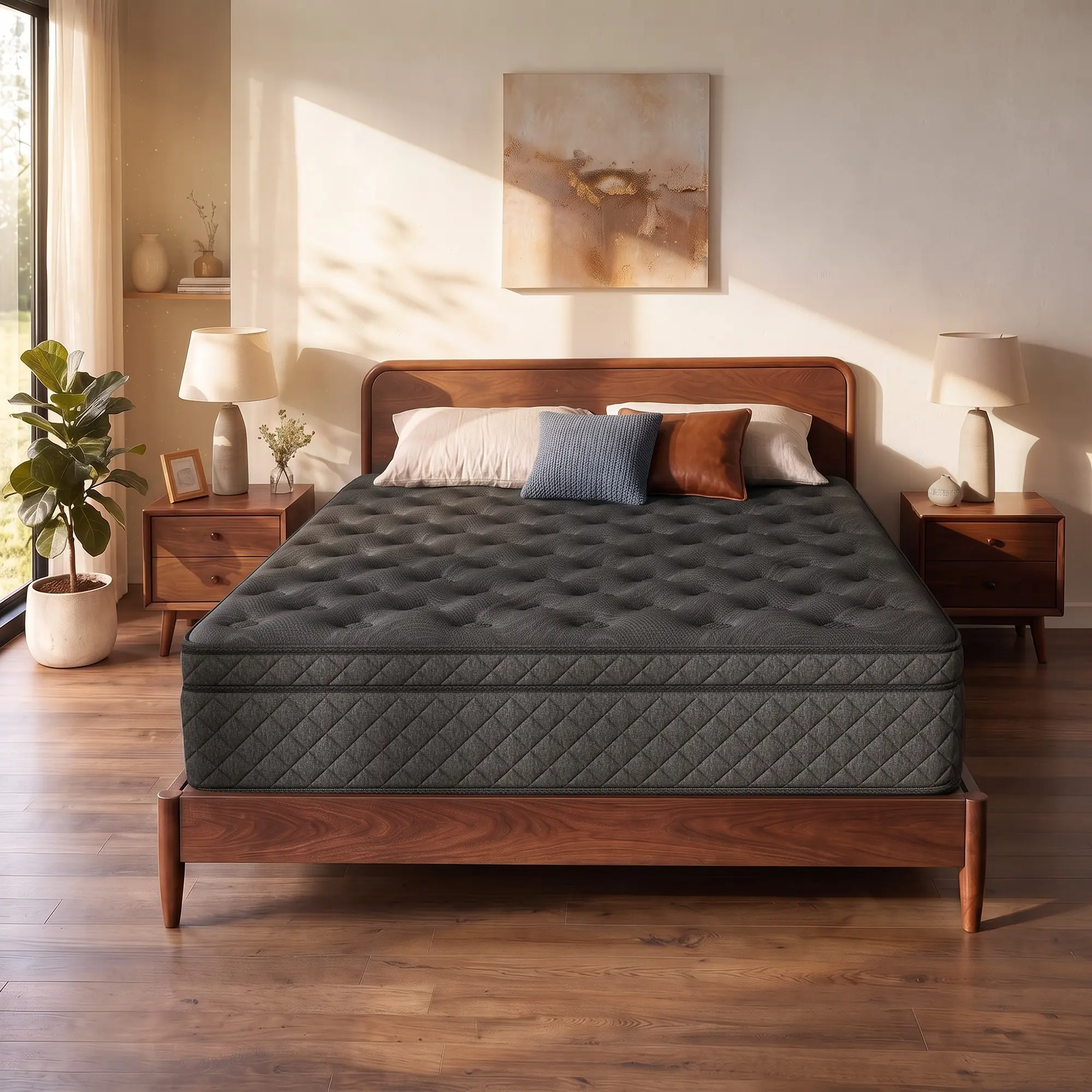 12-inch Queen Size Individually Spring Mattress | Relieves Pressure, Supports Spine, Quiet and Anti-Interference,Cooling Effect for Night Time Sleep and Relieve Stress