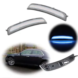 2pcs Clear Lens Ice Blue LED Front Side Marker lamps Lights For 2015 2016 2017 2018 2019 2020 2021 2022 2023 Chrysler 300,Replace OEM 68214402AD, 68214403AD