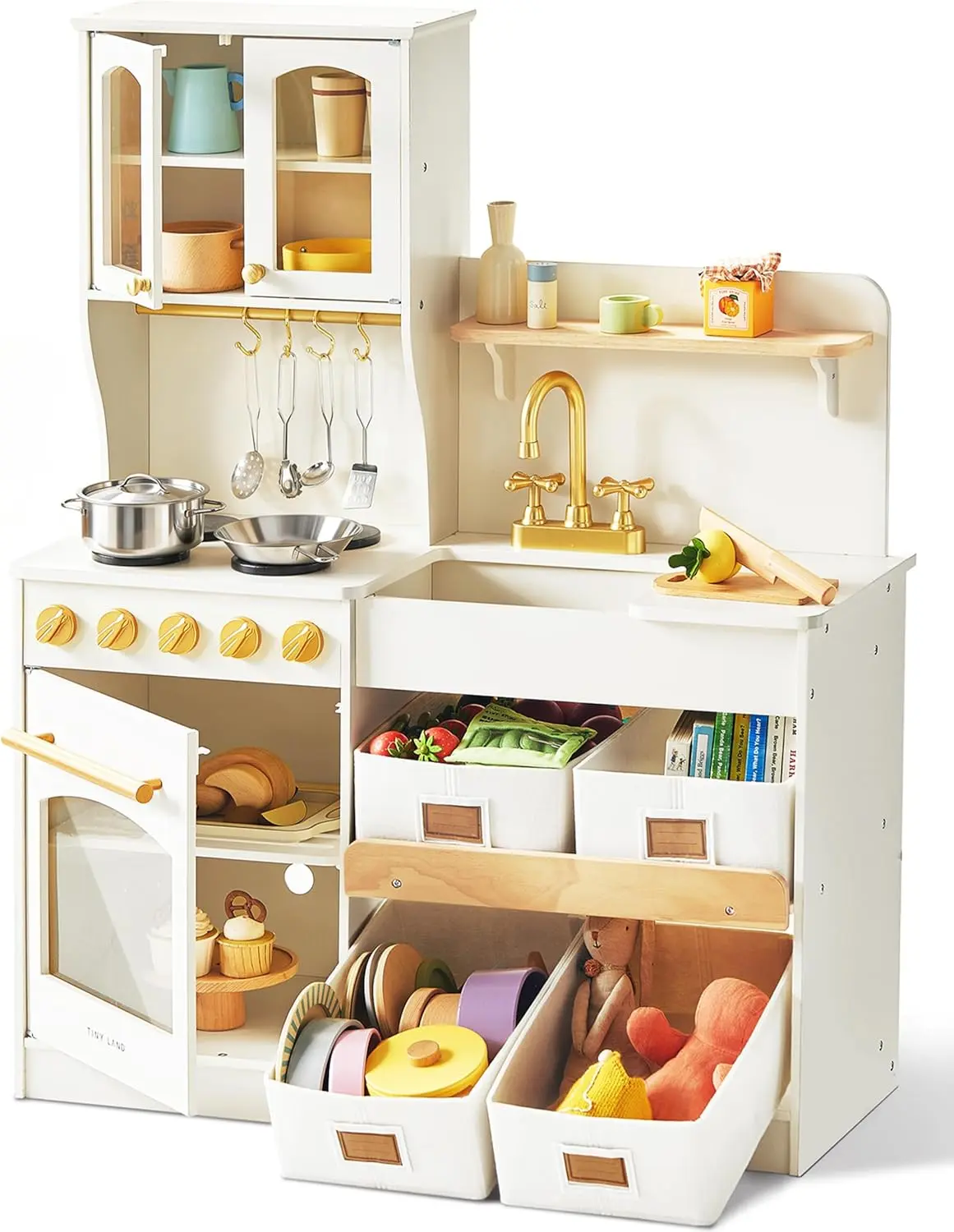 Tiny Land Wooden Play Kitchen with Storage