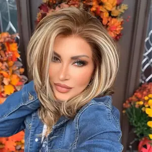 IMstyle Sydney Sunkissed Balayage Medium Brown with Blonde Highlight Layer Cut Style 13*4 Free Parting Heat Friendly Synthetic Wig for Women Daily Wear