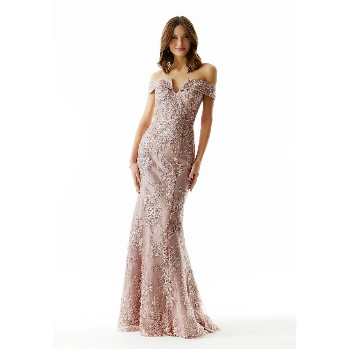 MGNY Madeline Gardner Notch Bodice Evening Dress 73031