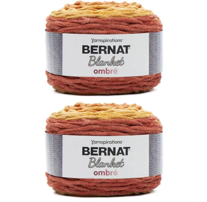 Bernat Blanket Ombre Orange Crush Ombre Yarn - 2 Pack of 300g/10.5oz - Polyester - 6 Super Bulky - 220 Yards - Knitting/Crochet