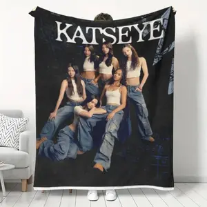 Katseye Girl Group Member Designs Blanket Ultra Soft Flannel Cozy Warm Bedroom Couch Sofa Home Decor Throw Decor Decorative Throw Perfect Birthday Gift Christmas Gift for Kpop Fans Adults Teens Girls Women Dream Academy Style