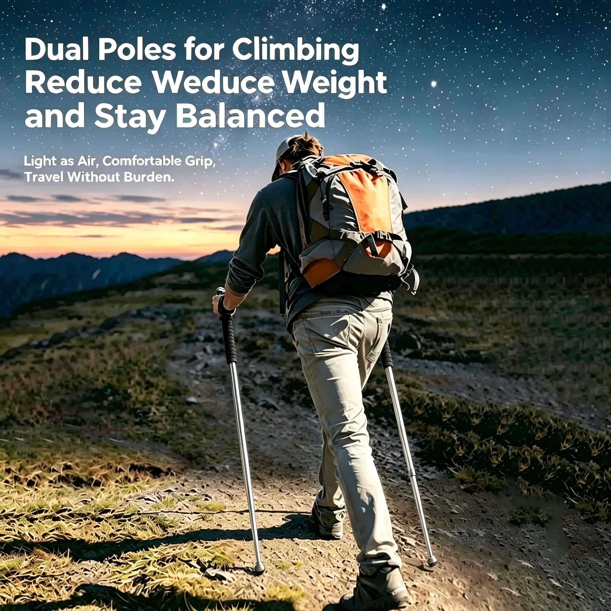 Ultra-Compact Foldable Walking Stick | Portable Aluminum Hiking Gear with Textured Handle for Outdoor Camping
