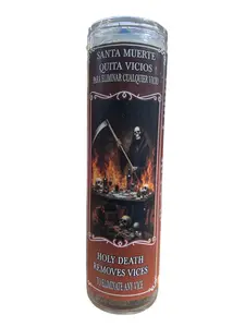 Cocktail Candle Holy Death Remove Vices / Preprada Veladora Santa Muerte Quita Vicios  Decor Ornaments