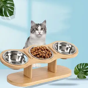 Elevated Cat Food Bowl, 3 Stainless Steel Raised Cat Bowls with Stand, 15°Tilted Cat Bowl for Indoor Cats, Anti Vomitting, Elevated Slow Feeder