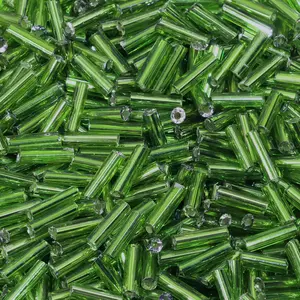 Glass Bugle Beads 1100Pcs /50g Mini Long Tube Seed Beads 2×6mm Small Craft Loose Spacer Beads for Earring Bracelets Necklace Waist Beads Jewelry Making (Dark Green)