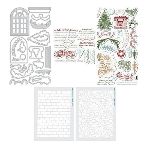 Diamond Press Holiday Windows Stamp, Die and Stencil Kit