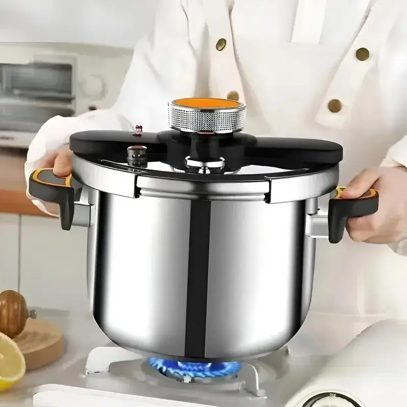 Modern Large Capacity Induction Pressure Cooker, 1 Count Stainless Steel Explosion-proof Pressure Cooker with Handle, Improved Pressure Cooker, Modern