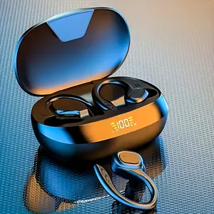 True Wireless Earphones, TWS Headphones with Microphone, Sports Ear Hook Headset, Stereo in-Ear Headphones with LED Display