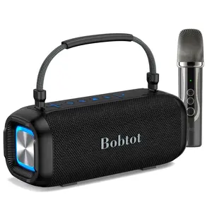 Bobtot ET29 Portable Karaoke Machine with Microphone Bluetooth Speaker 3 Echo Levels Indoor Outdoor Modes IPX6 Waterproof BT 5.3 AUX TF USB Support
