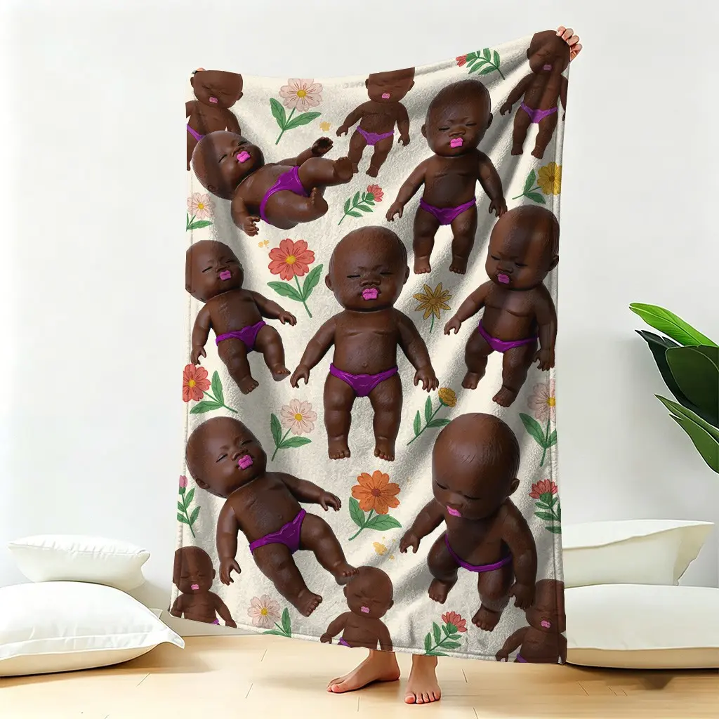 Creative Tasha Doll Blanket, Nap Cover Blanket, Decorative Blanket for Office/bedroom, Stylish and Functional Throw Blanket