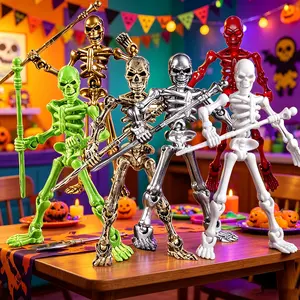 Skeleton Doll Set, 6 Counts/box Fun Realistic Multi Jointed Full Body Multi Joint Movable Figurine, Figures, DIY Assembled Model Puzzle Educational Toy, Desktop Decoration Ornament Toy