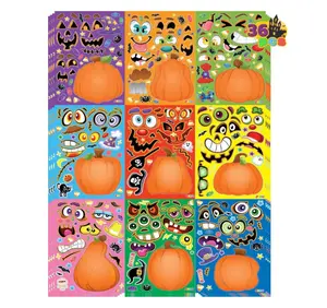 36 PCS Halloween Pumpkin Stickers, Halloween Party Favor for Kids, Art Crafts Party Supplies, Pumpkin Decorating Face Sticker Sheets with 9 Designs, Halloween Goodies Classroom Activities Games Decoration Gift