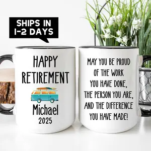 Personalized Retirement Gift For Men Male Coworker Retirement Gift Retirement 2025 Happy Retirement Mug