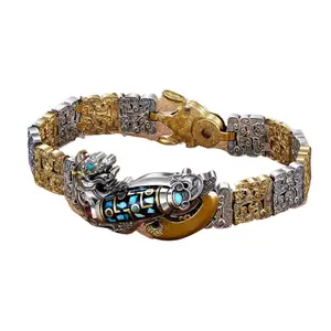 Nine-Eye Tianzhu Pixiu Bracelet for Men with Retro Trend Style Chinese Ethnic Design