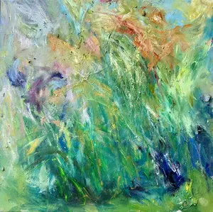 Spring 5.2025: Abstract Original Artwork, Oil Painting on Canvas 20x20 Inches, Mini Series, Compact Impactful Art for Wall Display or Nature Collection in your room.