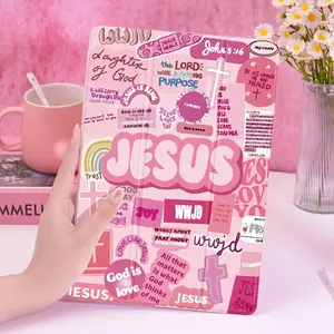 Elegant Aesthetic Jesus Bible Verse Sticker Patch Tablet Case, Fits iPad 10th Gen, iPad Air 5/4, iPad Pro 11", Transparent Soft Back Anti-Drop Protection Cover