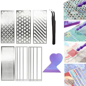 Stainless Steel Diamond Painting Alignment Tool, Round & Square Diamond Art, Full or Partial Drill Support, DIY Diamond Painting Guide, Diamond Art Tools