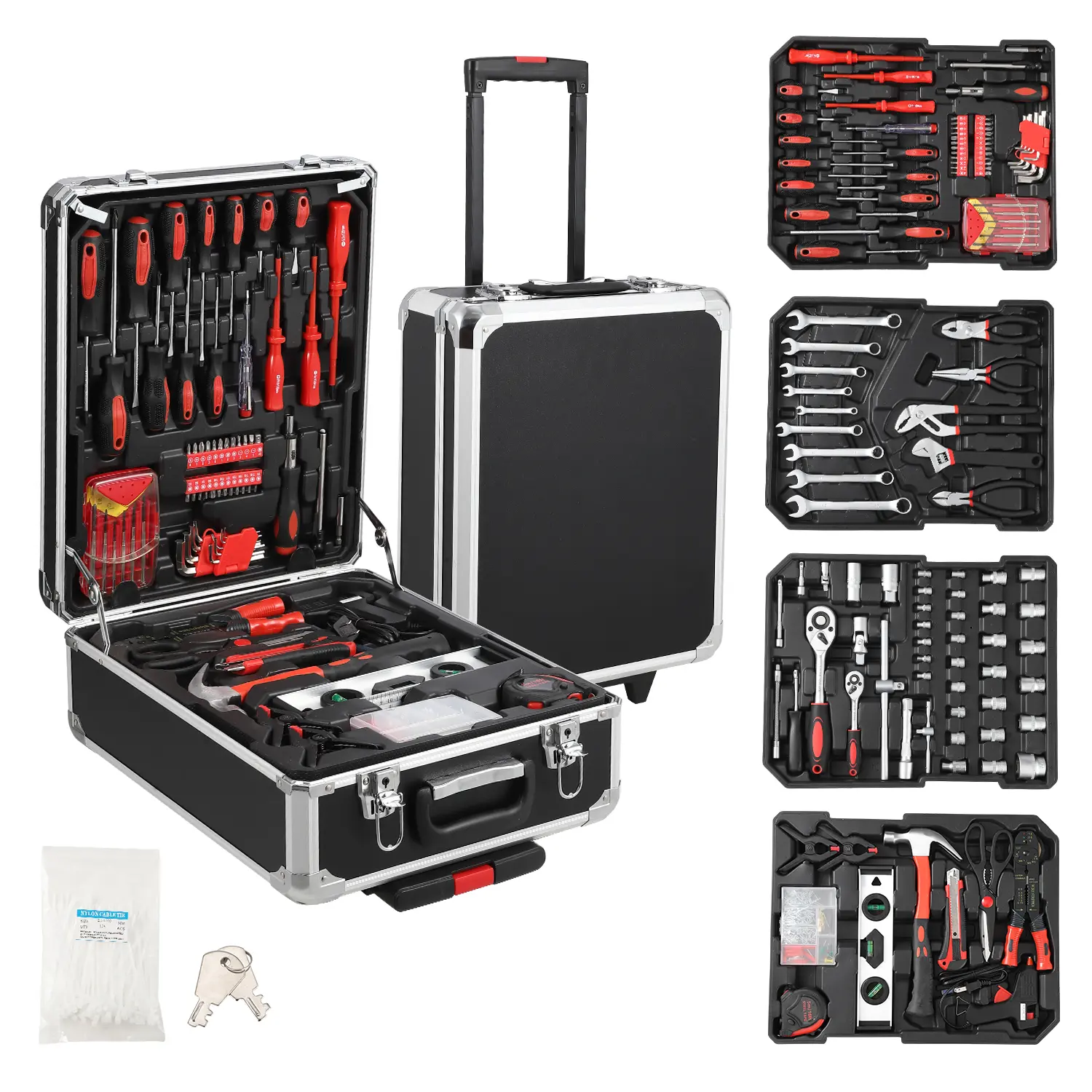 Garvee Professional 800-Piece Mechanics Tool Set with Trolley Case – Complete Socket & Wrench Kit – For Home, Automotive, and Industrial Repairs – Durable Hand Tool Set