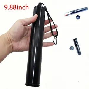 9.88-Inch Black Premium Aluminum Alloy Multi-Function Storage Tube, Outdoor Travel Airtight Seal Container, Moisture-Proof Fishing Storage Tube, Sealed tube, Heavy Duty Canister