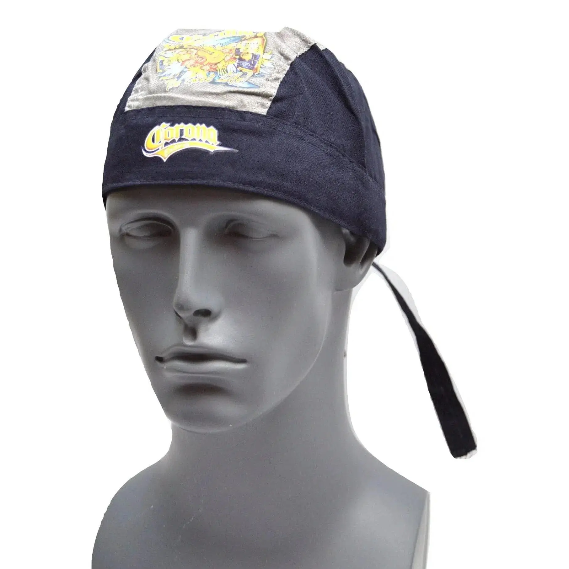 Corona Extra Cerveza Beer Blue & Gray Do - Rag Head wrap Skull Cap