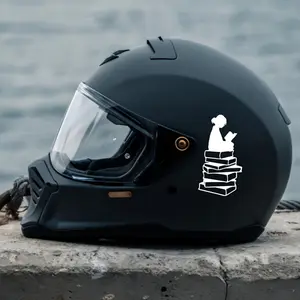 1PC Fits black trendy modified motorcycle helmets, during urban trend gatherings , the white literary silhouette + black helmet base instantly show “literary core in trend vibe”, the visual contrast boosts the helmet’s recognition in biker groups