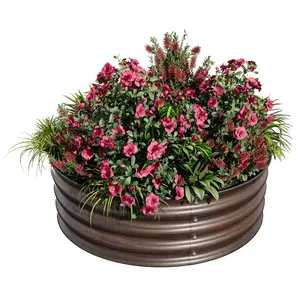4x1.5ft Round Raised Garden Bed, Galvanized Metal Planter Box with Safety Edge & Rust Protection for Vegetables & Flowers