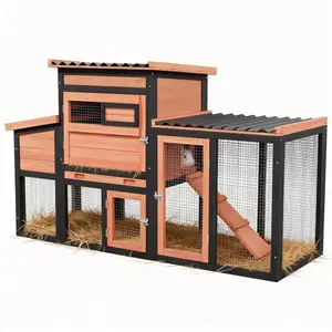 Outdoor Wooden Rabbit Hutch Hen House - Chicken Coop Run and Hutch for Backyard