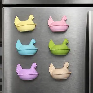 Set of 6 3D Printed Hen on Nest Refrigerator Magnets Vintage Farmhouse Chicken Decor Handmade Farm Kitchen Fridge Magnets Rustic Easter Gift