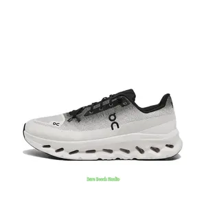 Gray-to-White Gradient Lightweight Casual Shoes, Integrated Knit Upper, Hollow Pod Cushioning Midsole