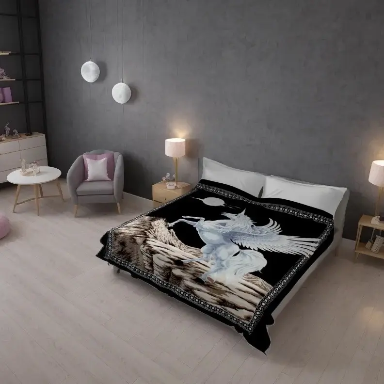 Unicorn heavy duty Korean faux mink plush blanket