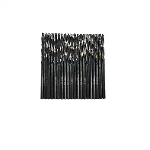 1/8" Left Hand Twist Black & Gold HHS High Speed Steel Drill Bits 2-1/2" Long 20-Pack