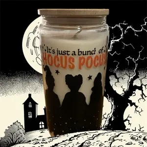 Hocus Pocus 16oz Soy Candle with Unique Design and Wooden Lid It's Just a Bunch of Hocus Pocus Scented Wax  Apple Maple Bourbon
