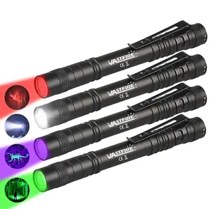 Green/Purple/White/Red Light Mi Ni Penlight Flashlight  with Clip LED Handheld 3W portable