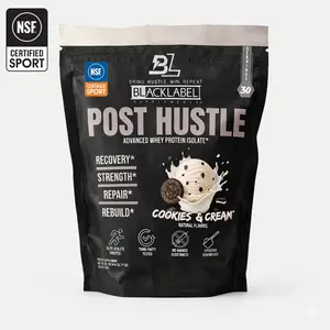 BlackLabel Post Hustle Whey Isolate – Advanced Recovery Protein | Cookies & Cream | 30 Servings | Strength + Muscle Repair