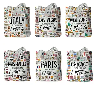 New York Chicago Nashville Paris Italy Los Angeles Las Vegas Lover Gifts Tote Bag Beach Bag Travel Souvenir Gift