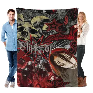 Halloween Slipknot Throw Blanket Full Size, Heavy Metal Bed Blanket for Horror Night Couch, Maggot Blanket for Men Women Couples Dorm Single-Sided Print, Killer Style Birthday Gift Idea for Friend Family