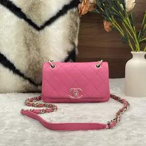 Pre-owned CHANEL Classic Flap (CF) Hot Pink Large Mini Chain Bag 866