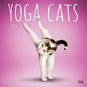 Yoga Cats OFFICIAL | 2027 12 x 24 Inch (Hanging) Monthly Square Wall Calendar | Plastic-Free | BrownTrout | Animals Humor Pets