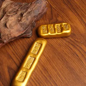 Eata Gift Inc. Ancient Style Gold Bar Replica | Vintage Chinese Ingot Lookalike | Antique Brass Craft Collectible